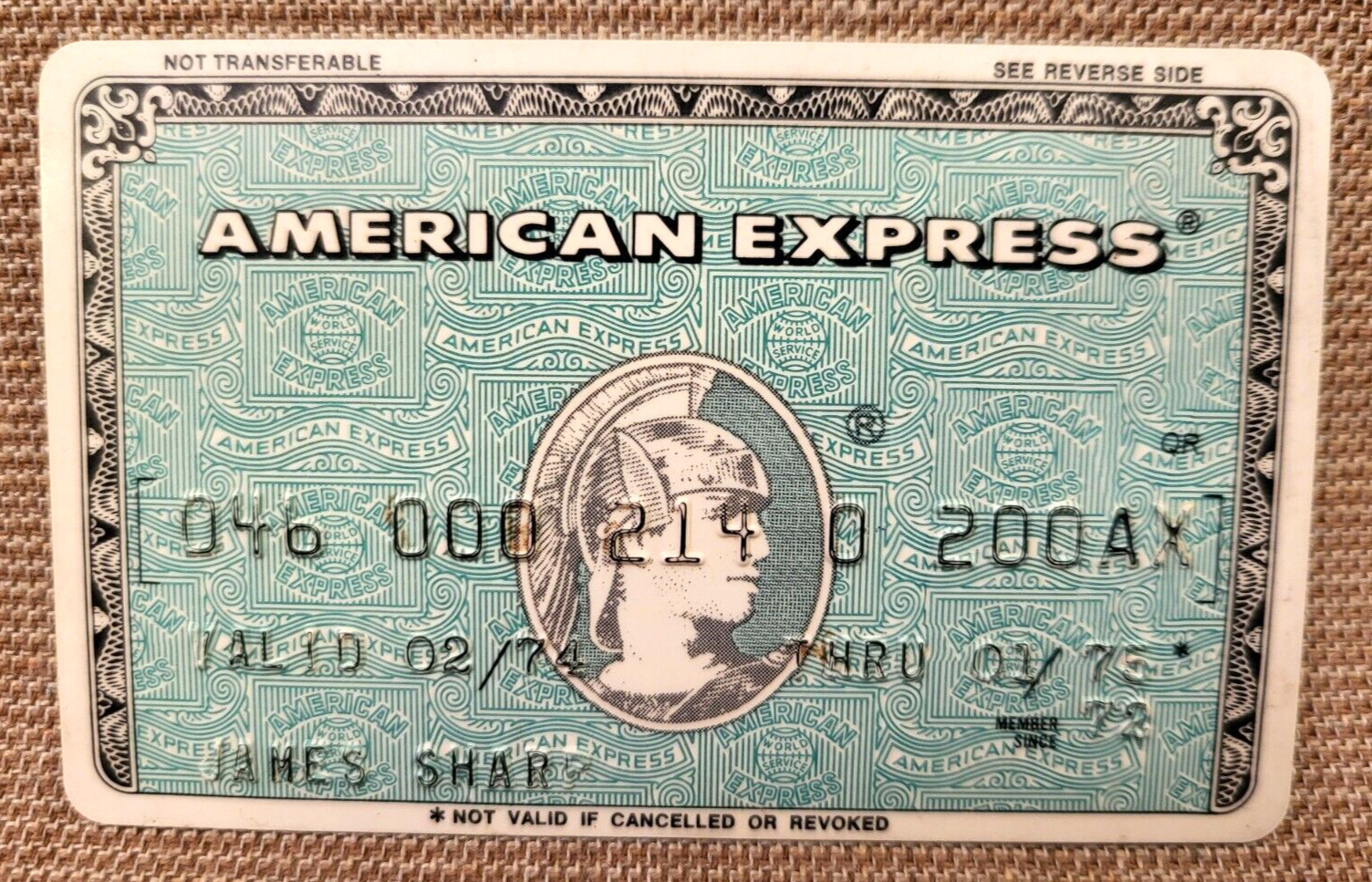 Genuine 1974 1970\'s Vintage Expired American Express Credit Card