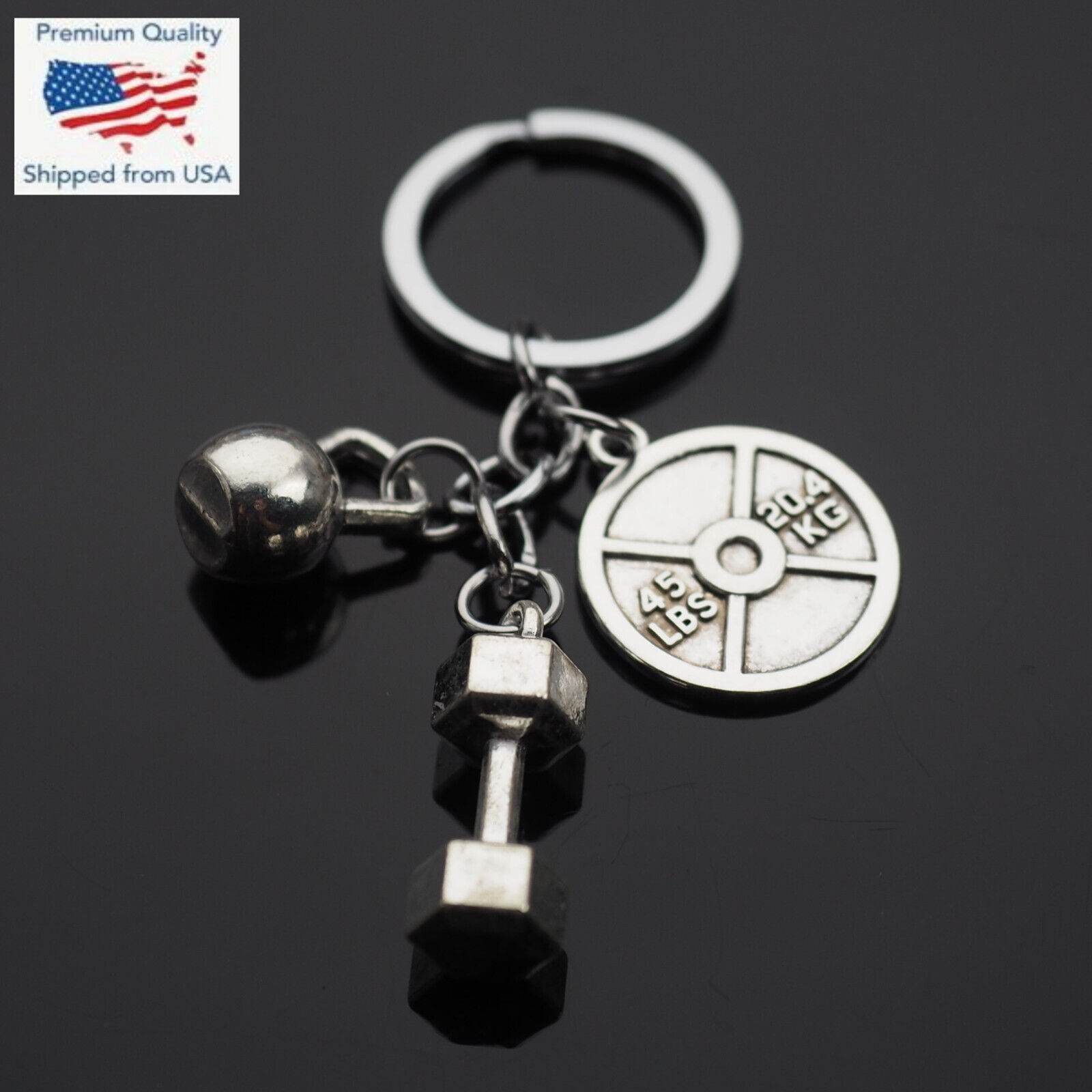 Dumbbell 45lbs 20.4 KG Weight Lifting Gym Pendant Keychain Key Chain Muscle Gift