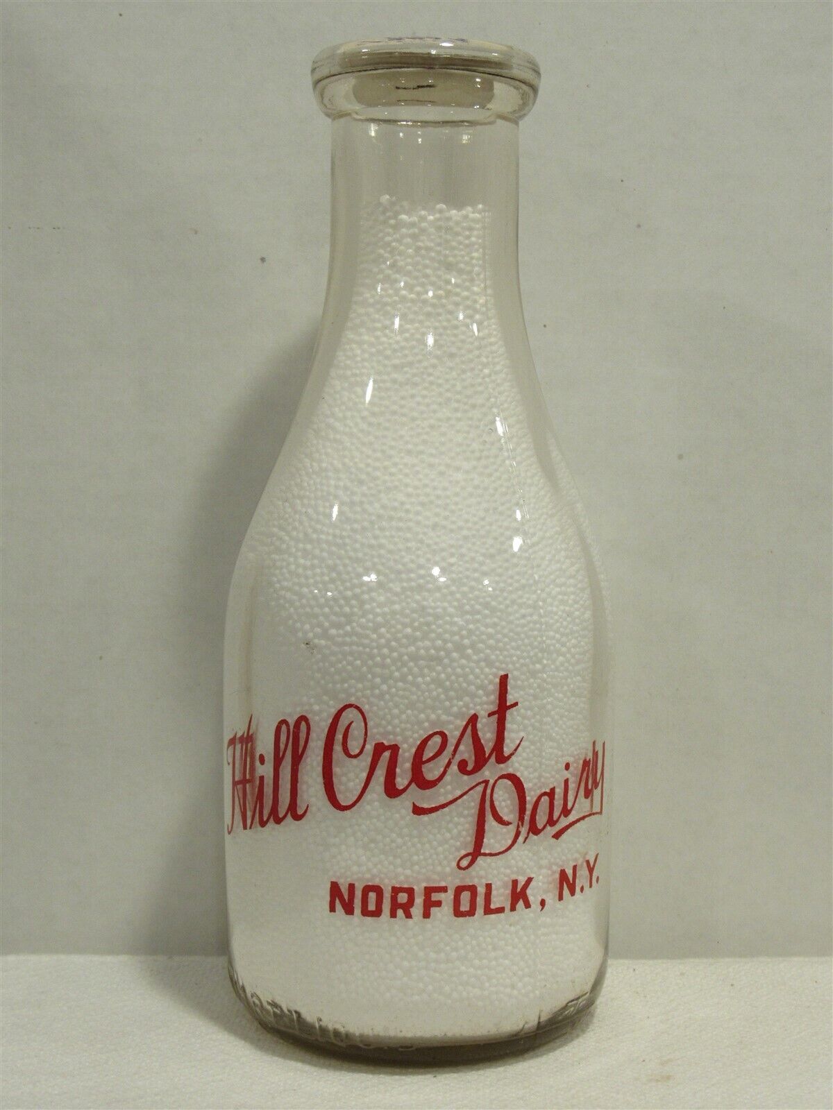 TRPQ Milk Bottle Hill Crest Dairy Farm Norfolk NY ST LAWRENCE COUNTY 1949 RARE