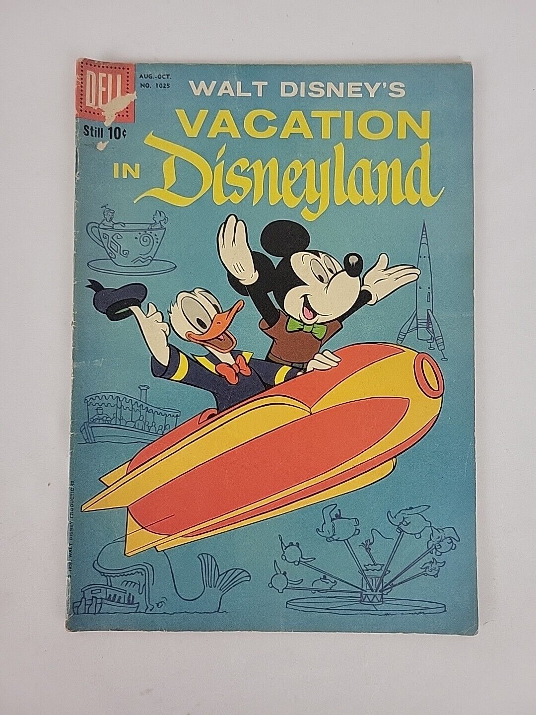 Vintage Walt Disney's Vacation In Disneyland #1025 Comic Book 1959 10 Cent Dell