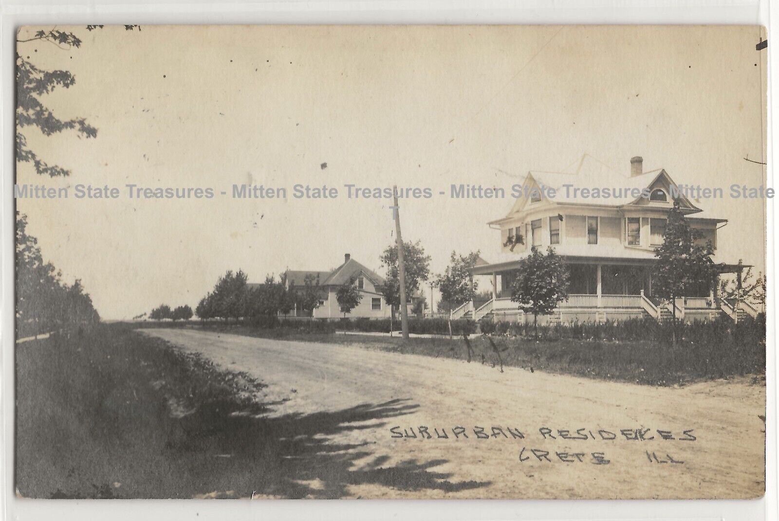 Suburban residences houses, Crete, Illinois; Will history, photo postcard RPPC