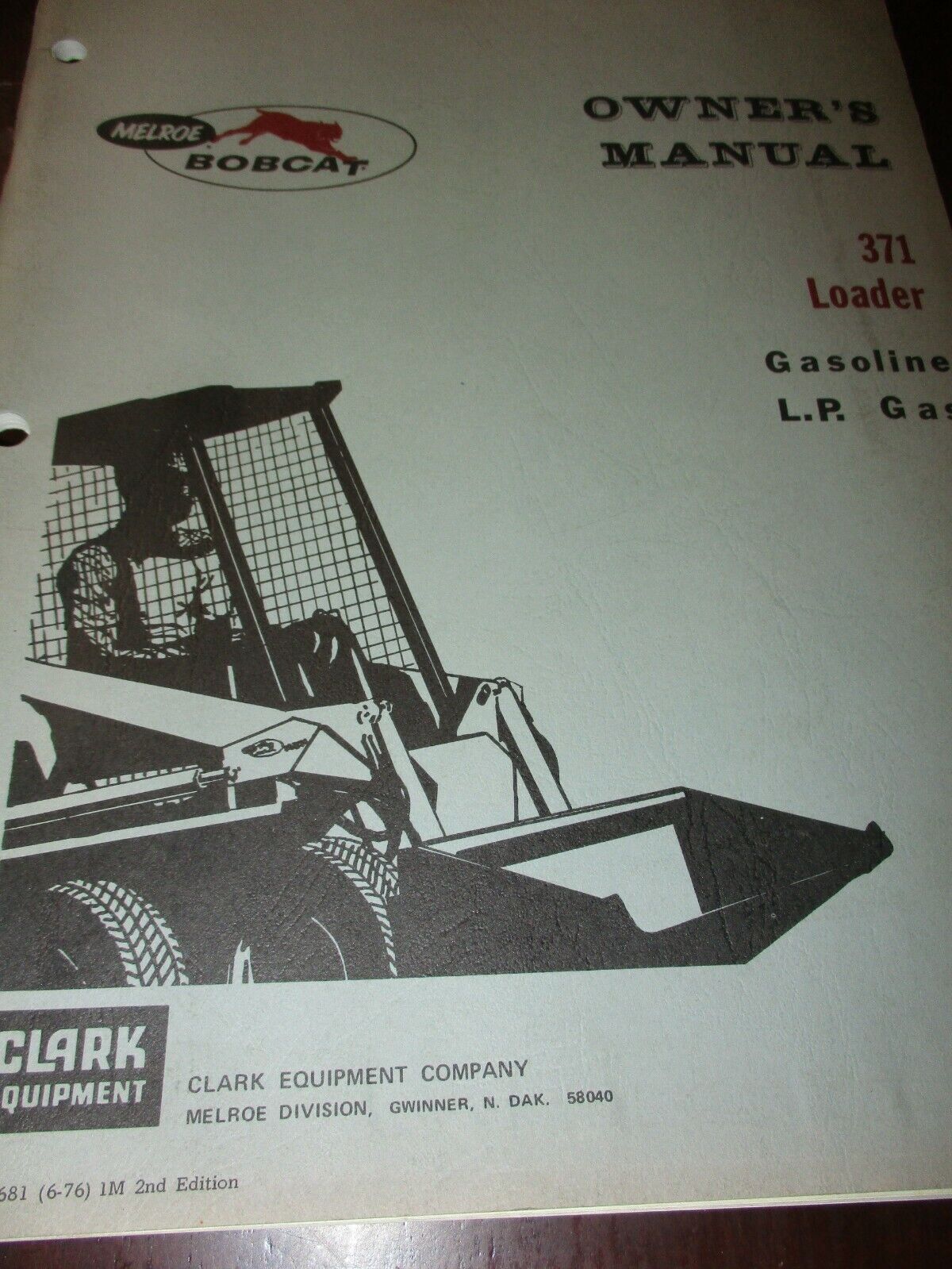 Melroe Bobcat 371 Skid-Steer Loader Owner\'s Manual 1976