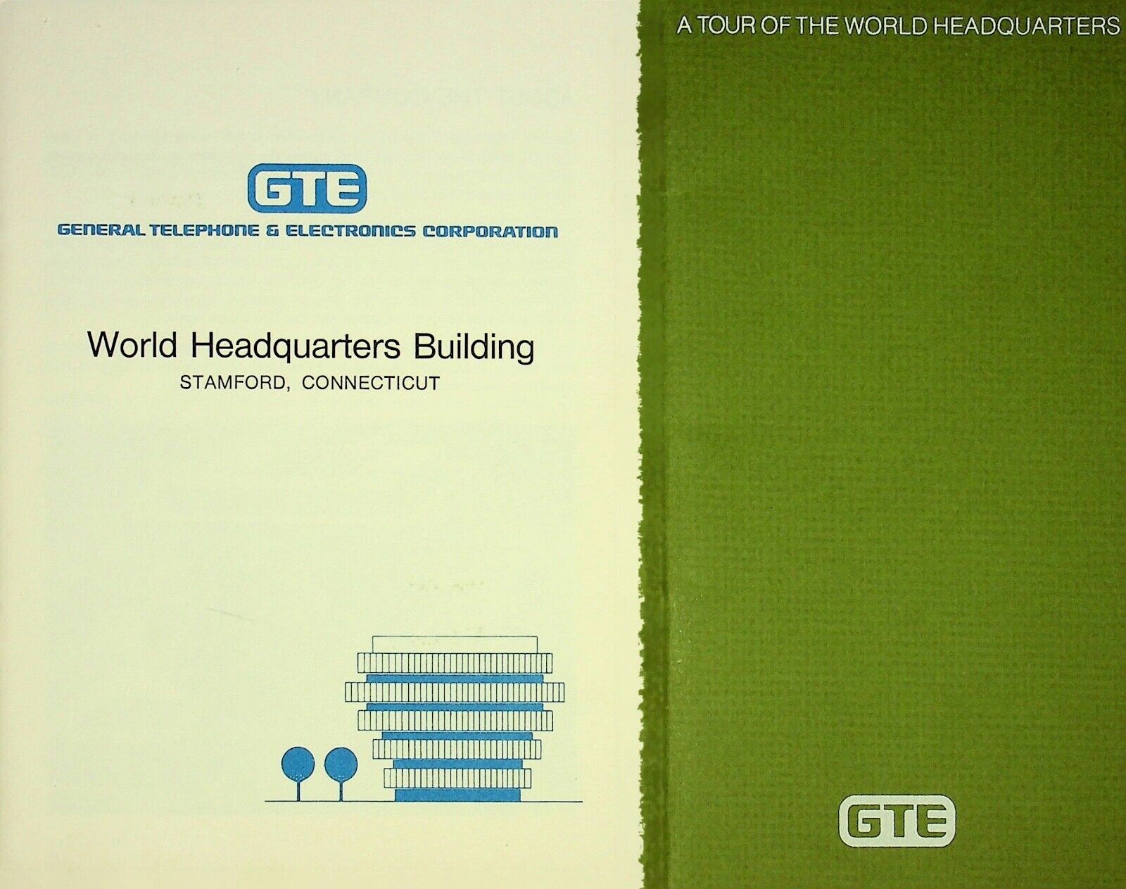 1973 GTE World Headquarters Building Grand Opening 2 Brochures Stamford Conn-E6M