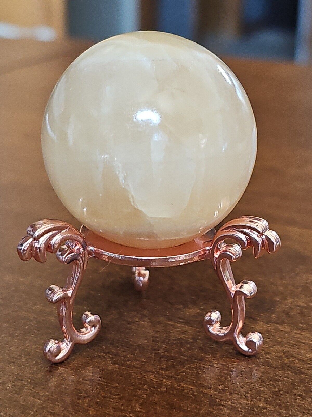 43mm Honey Yellow Calcite Crystal Sphere Ball Healing Stone - 120 grams