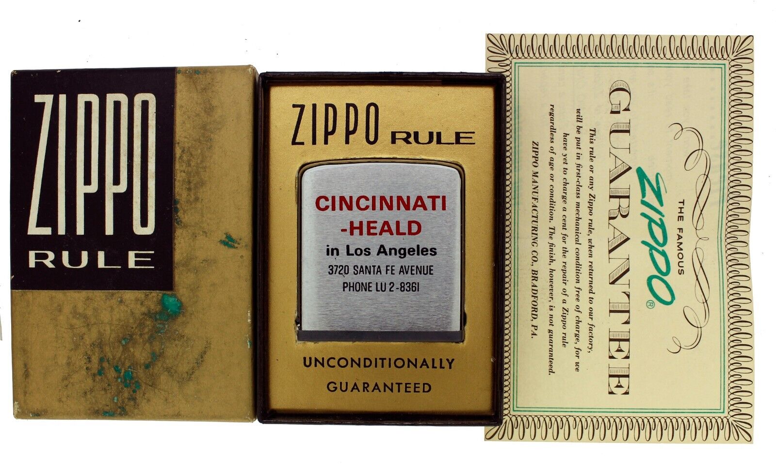 Vintage Zippo CINCINNATI HEALD in LOS ANGELES Advertising Tape Measure MINT