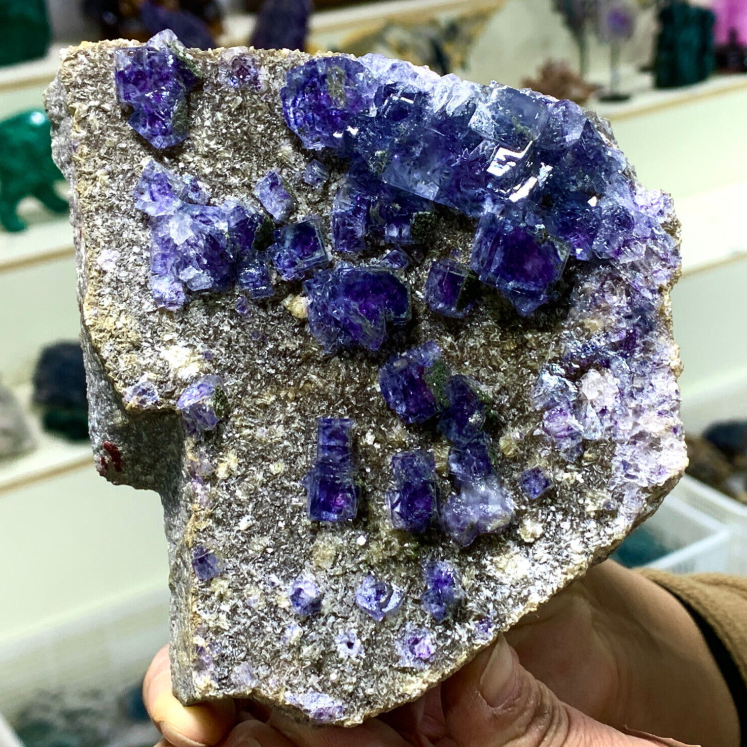 7.25LB Rare transparent purple cubic fluorite mineral crystal sample / China