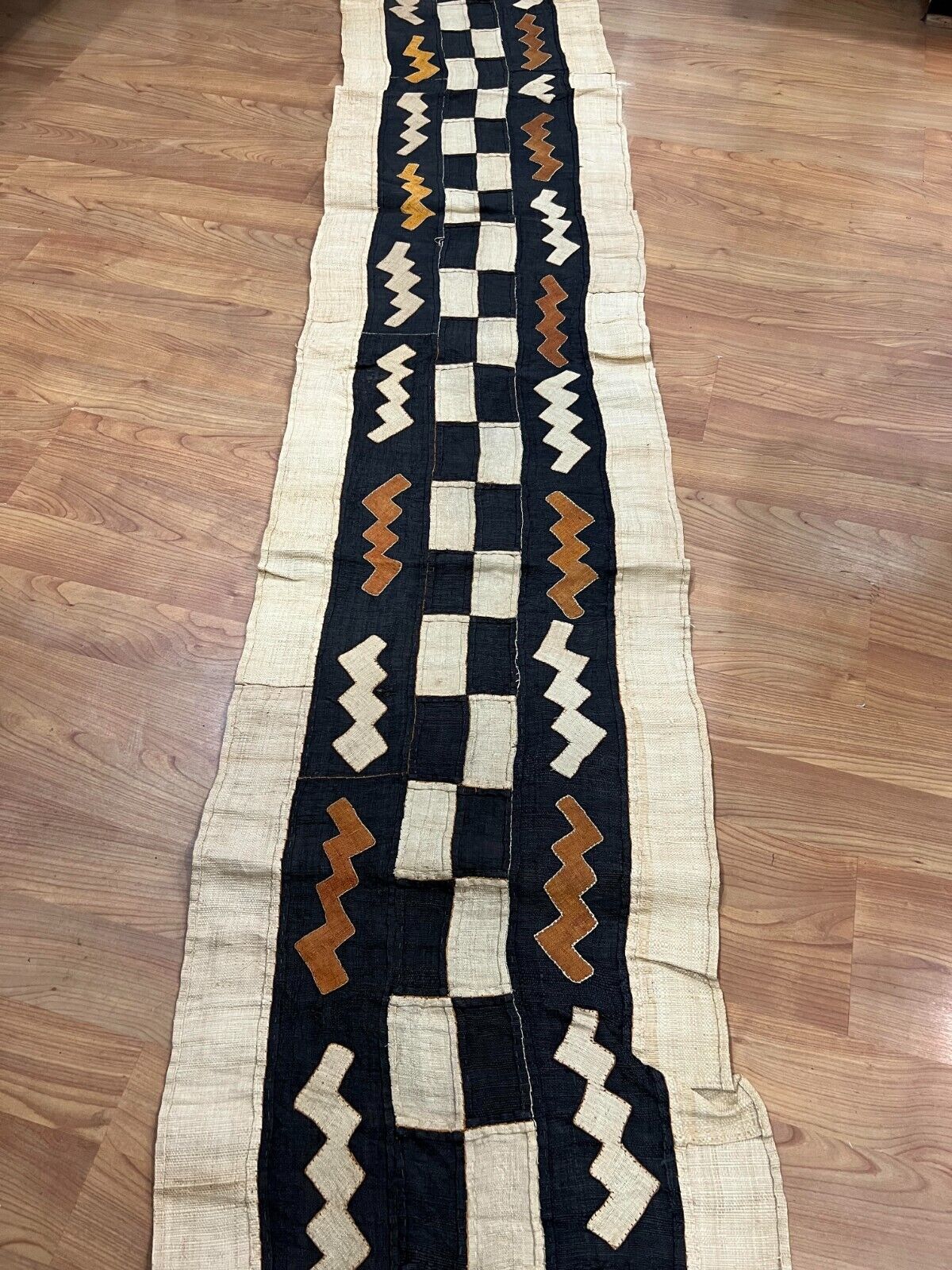 genuine 10 feet African (Congo) Kuba Raffia cloth fabric, natural woven handmade