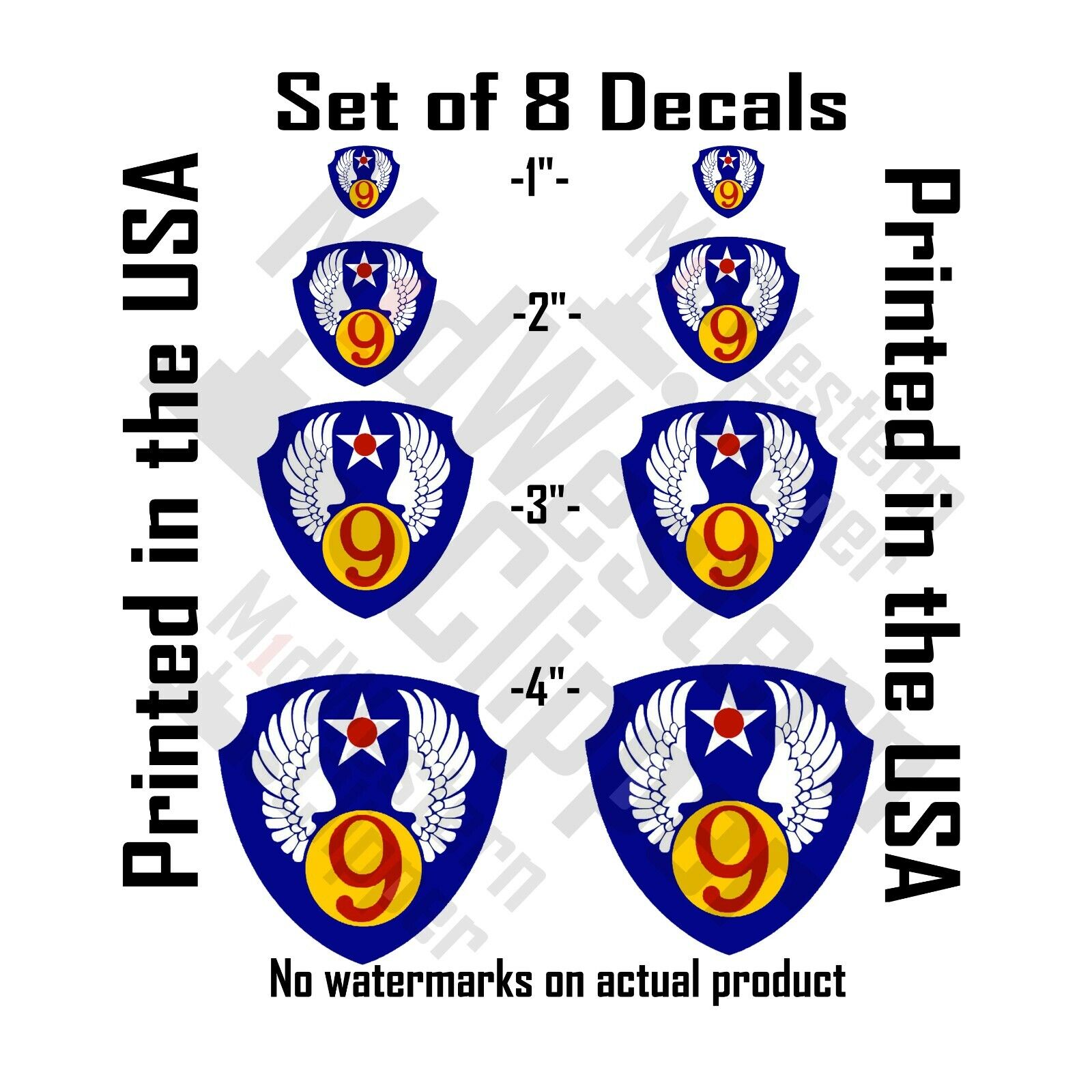 8 9th Air Force patch decals. 2x1\