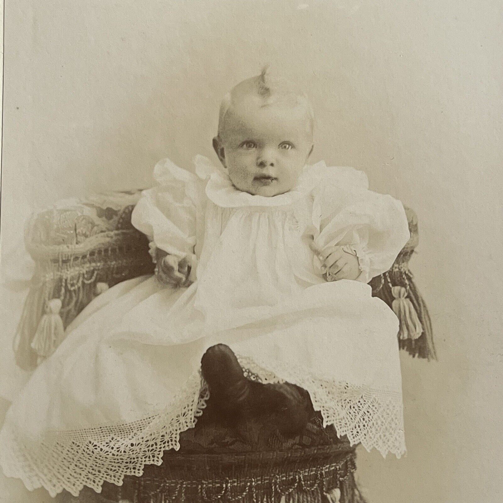 Antique Cabinet Card Photograph Adorable Little Baby Girl Sandusky OH