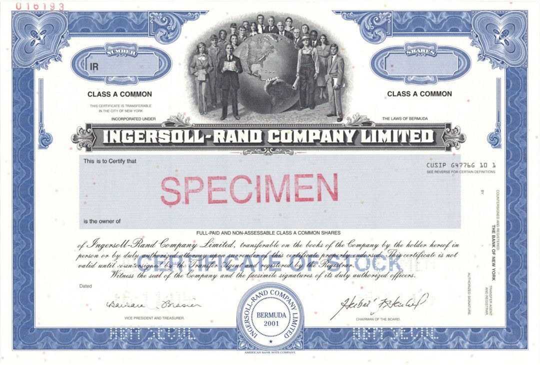 Ingersoll-Rand Company Limited - Specimen Stock Certificate - Specimen Stocks & 