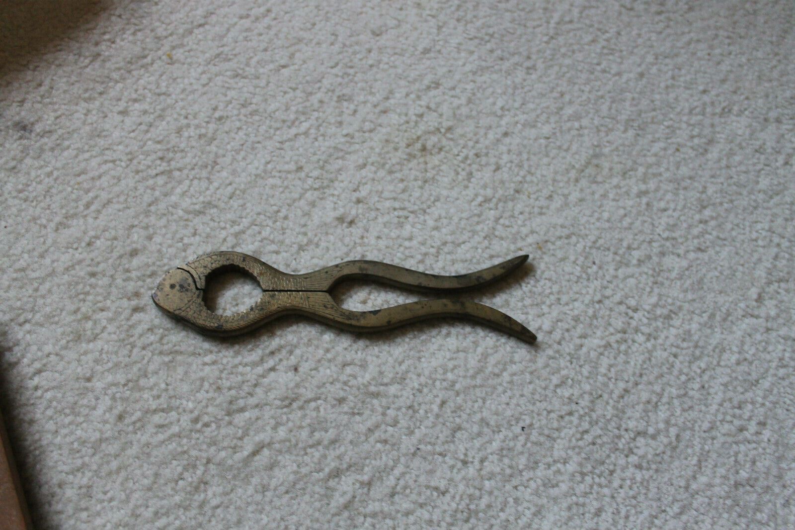 Antique Chinese brass walnut cracker with a fish shape -1920s