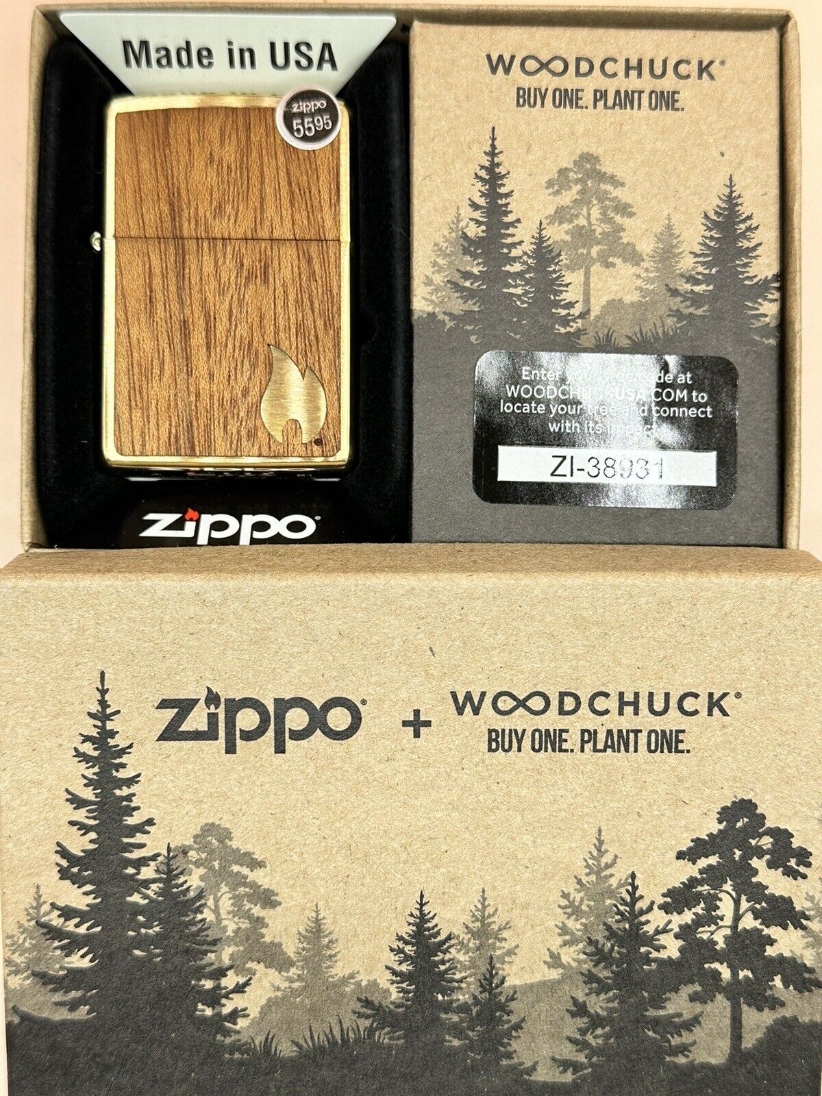 2021 Woodchuck Zippo Flame 29901 Gold Zippo Lighter NEW