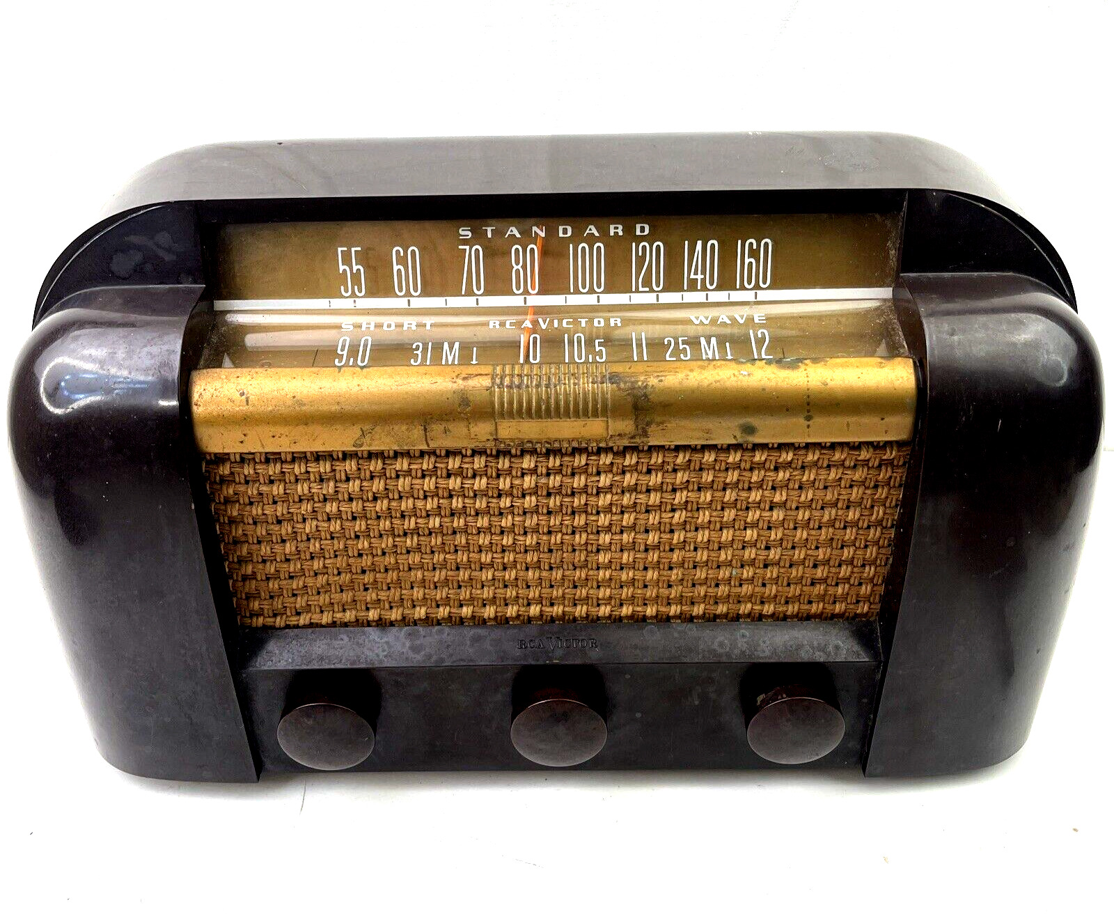 1946 RCA Victor Model 66X1 6 Tube Shortwave Broadcast Radio Tabletop Brown Case
