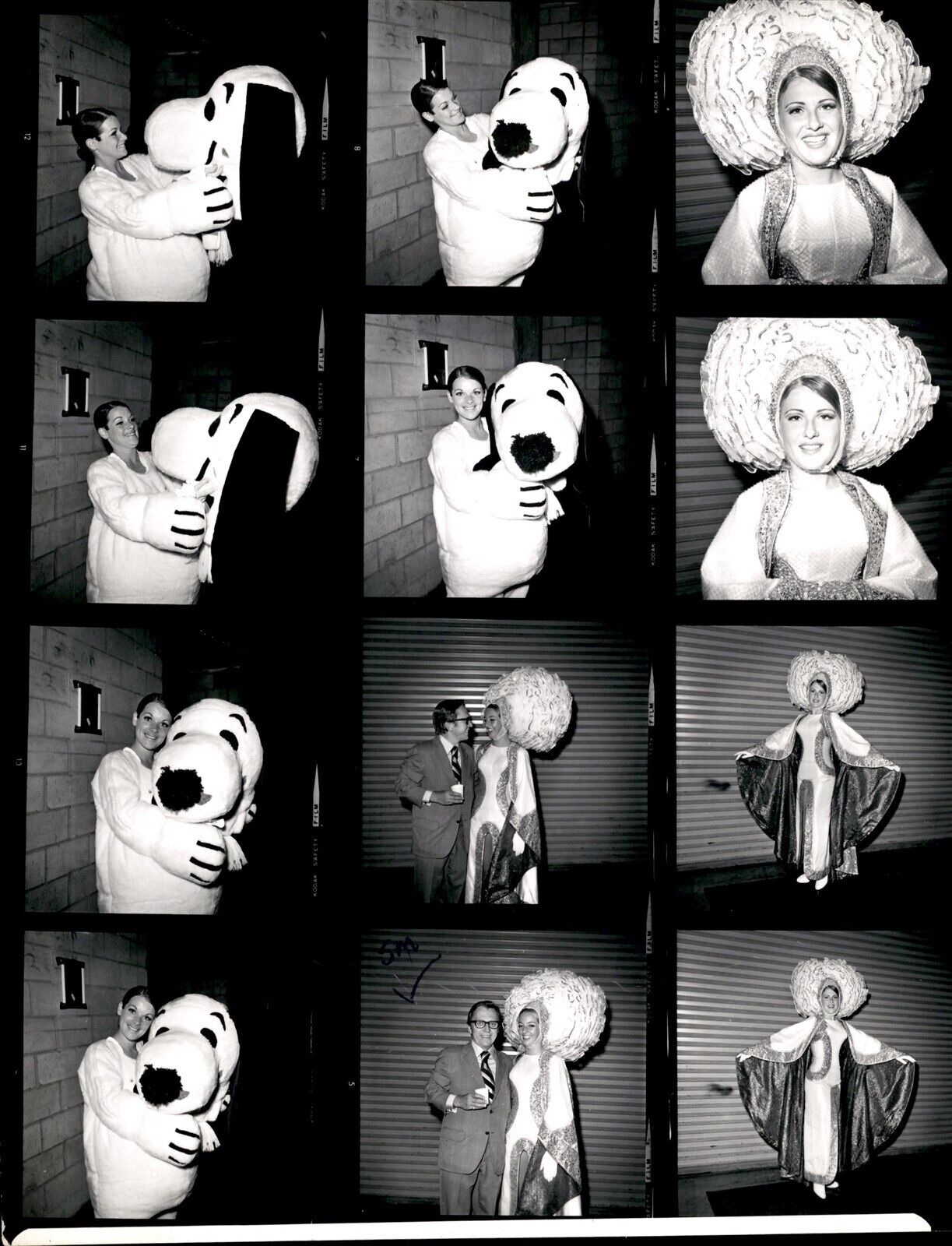 LAE4 Orig Contact Sheet Photo SNOOPY AT THE ICE FOLLIES 1971 BACKSTAGE COSTUMES