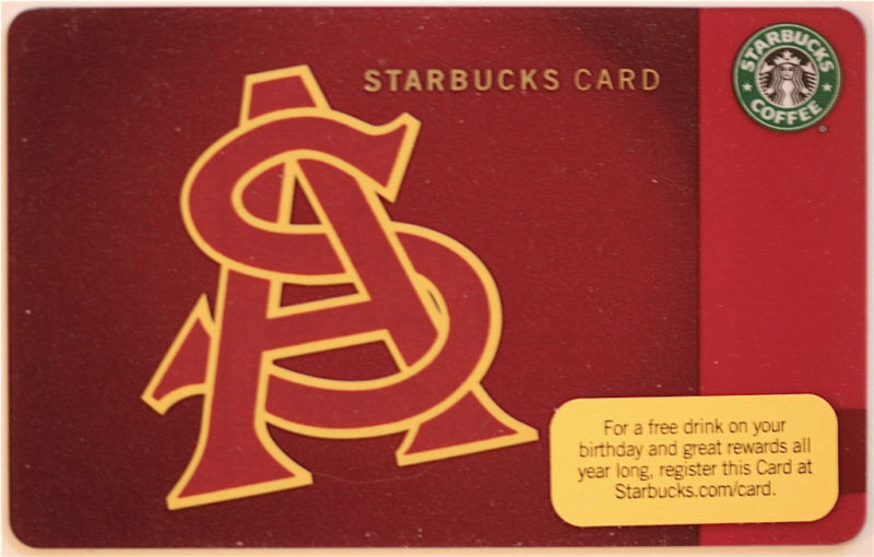 ASU STARBUCKS Gift Card - ARIZONA STATE UNIV - 2010