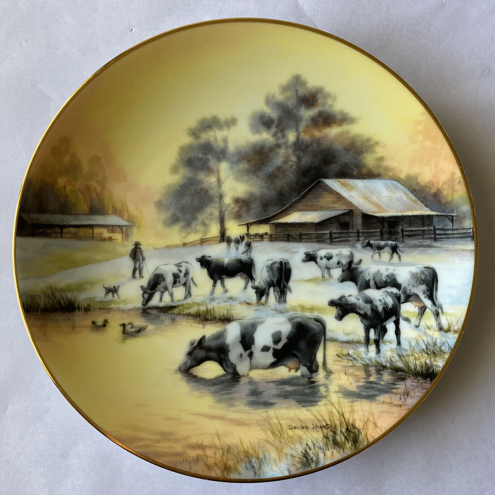The Collectors Treasury 21.5cm Collectors Plate “In For Milking”  By Deidre Hunt