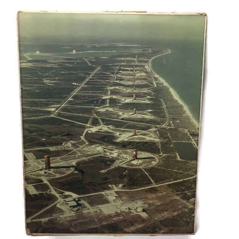 Vintag Original Technicolor 1964 Aerial View Cape Canaveral Launch Pad Fl 14x20