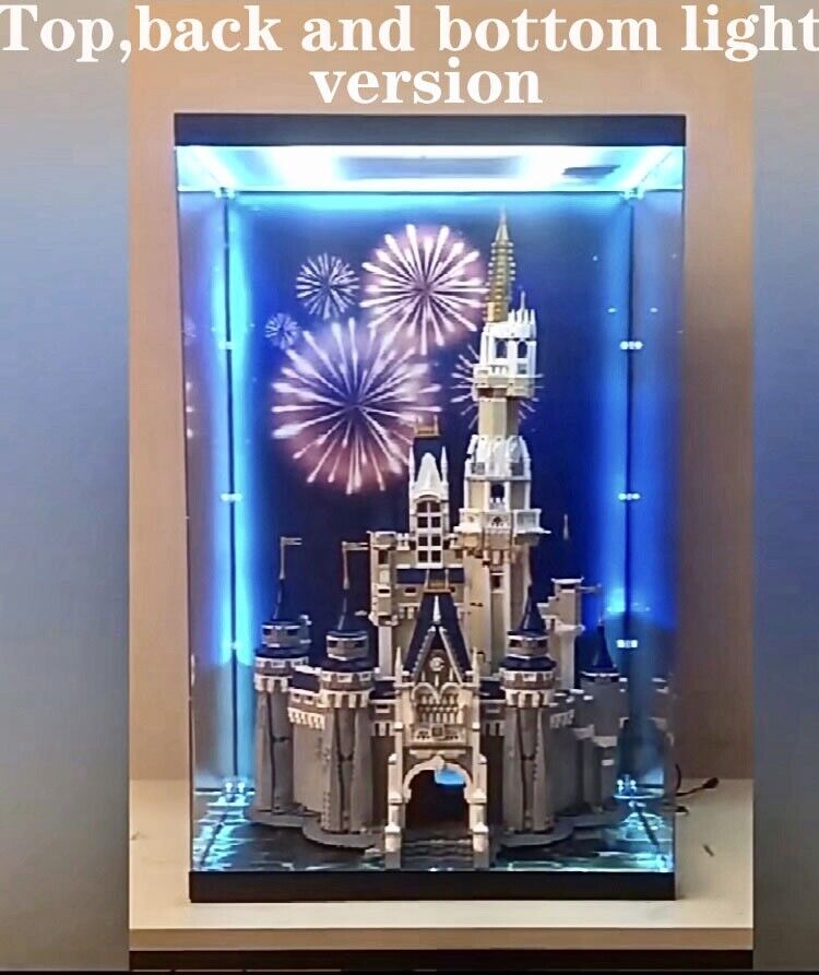 UV Printed Theme LED Display Case For LEGO 71040 The Disney Castle Top quality