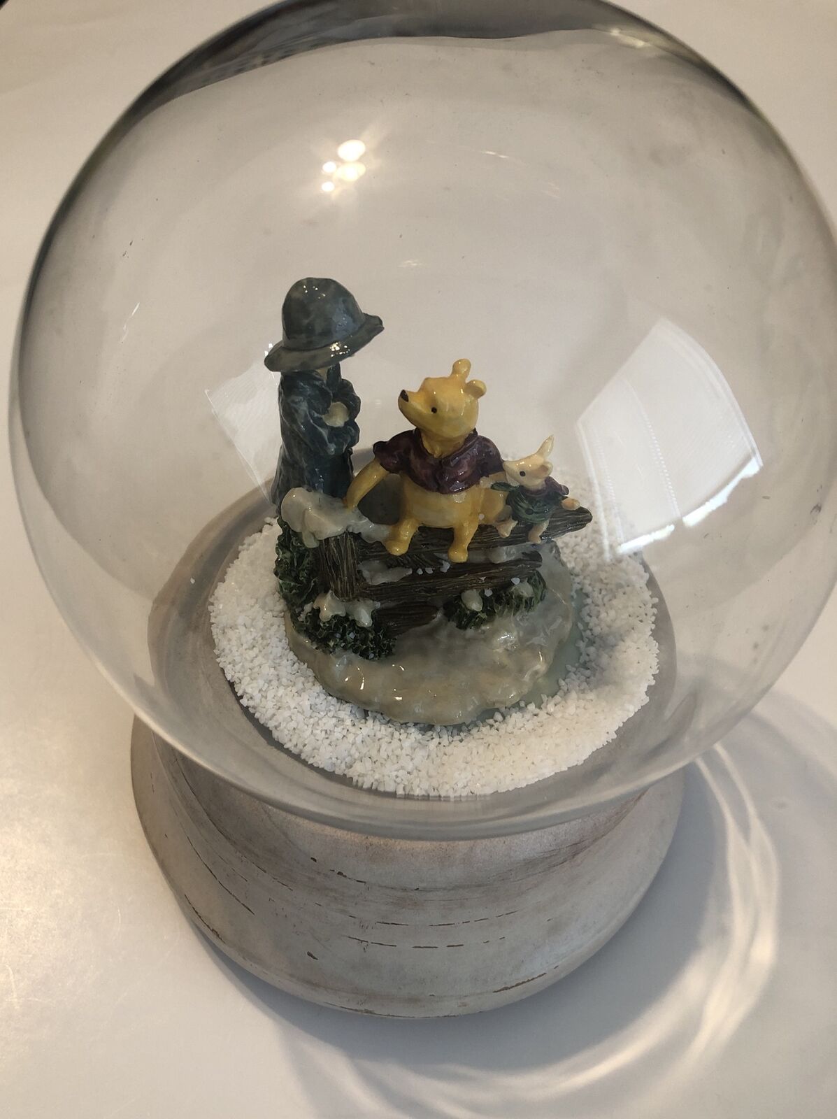 Vintage Winnie the Pooh, Piglet And Christopher Robbin Musical Snow Globe. Works