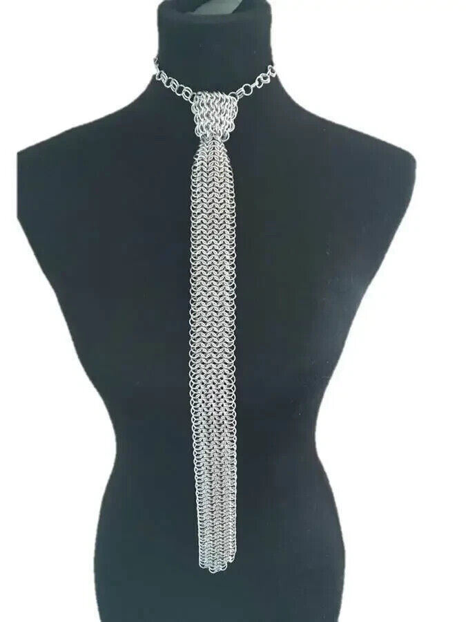 Chainmail TIE, New Item, Aluminum Butted Silver Tie for Birthday Party