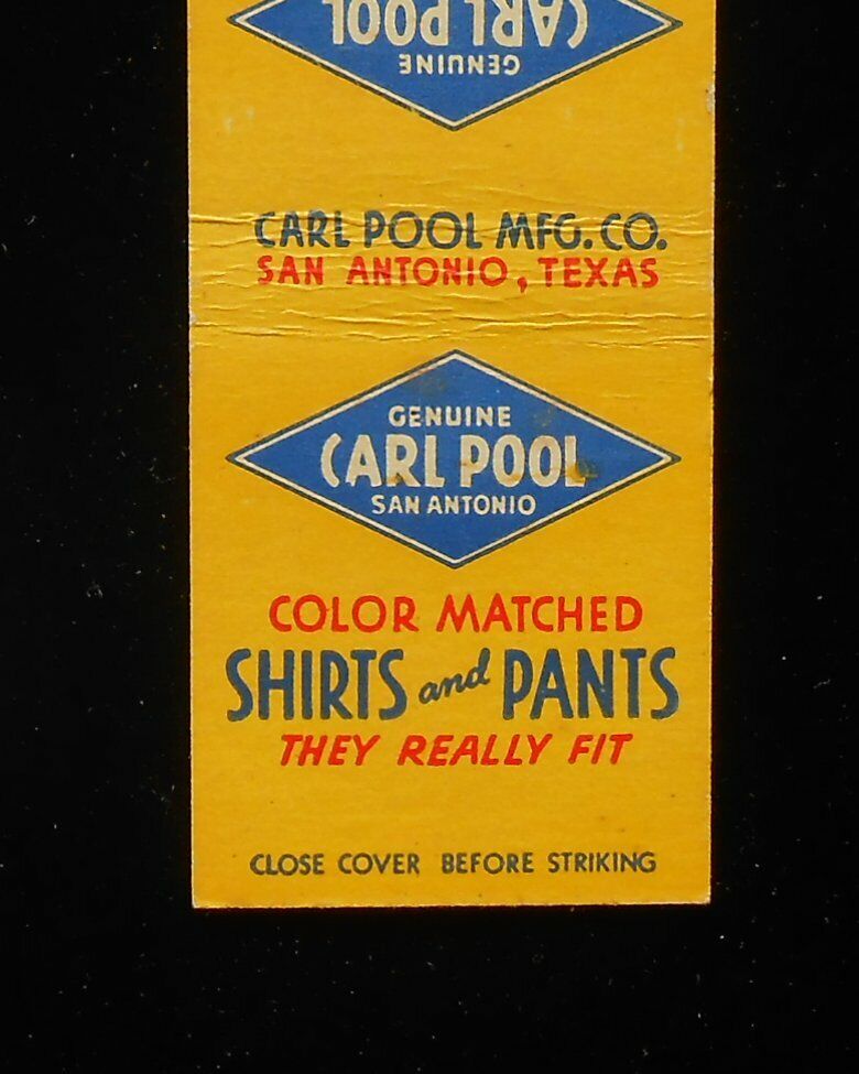 1940s Genuine Carl Pool Color Shirts and Pants Mfg. Co. San Antonio TX Bexar Co