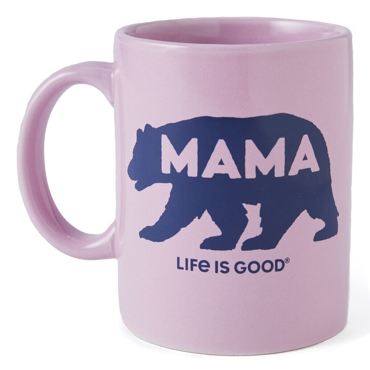 Life is Good. Mama Bear Silhouette Jake\'s Mug, Violet Purple