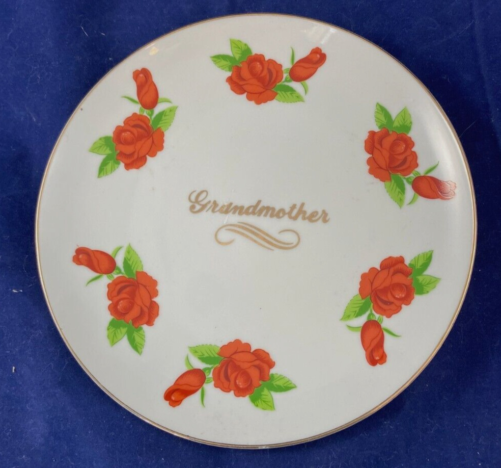 Vintage Collectible Rose Grandmother Plate Spencer Gifts 1982 Japan 7 1/2\