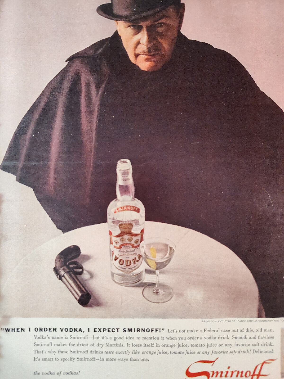 1957 Esquire Original Art Ad Advertisement SMIRNOFF VODKA Brian Donlevy