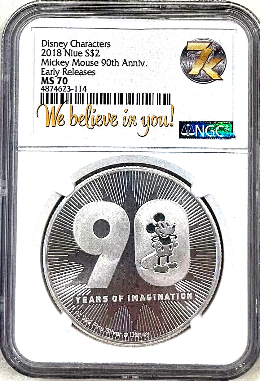 2018 Niue $2 DISNEY MICKEY MOUSE 90th Anniversary  NGC MS70 Early Releases