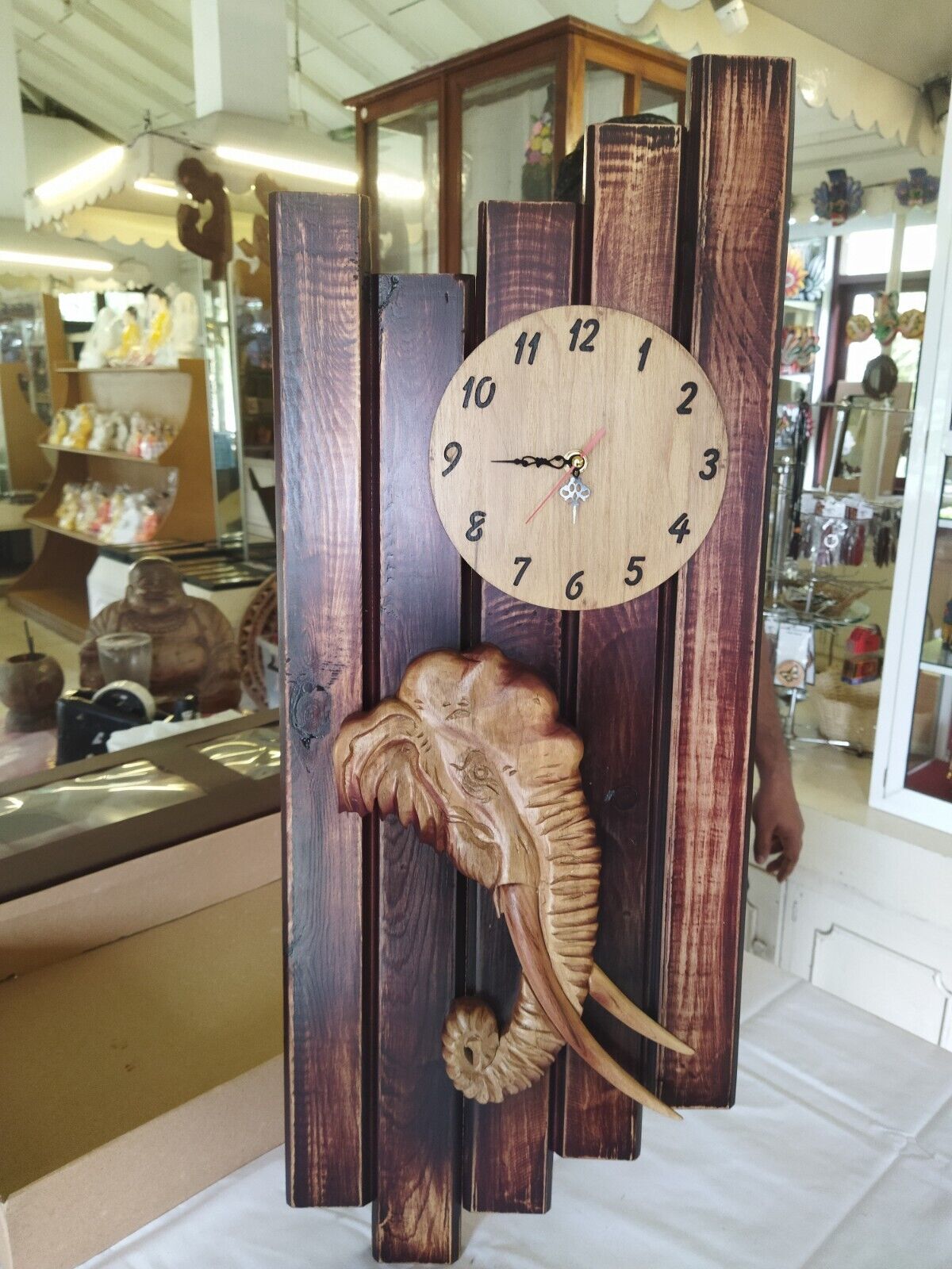 Best Vintage Wooden Elephant Wall Clock Handmade Ornament Wood Decor ExploraZ