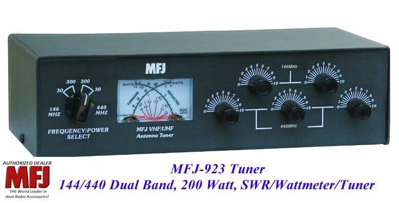 MFJ 923 - Dual Band Antenna Tuner, 144/440 MHz. 200 Watts with SWR & Watt Meter 