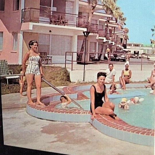 c.1950 Grand Prix Beach Motel Daytona Beach Florida Brochure Poolside AAA Map