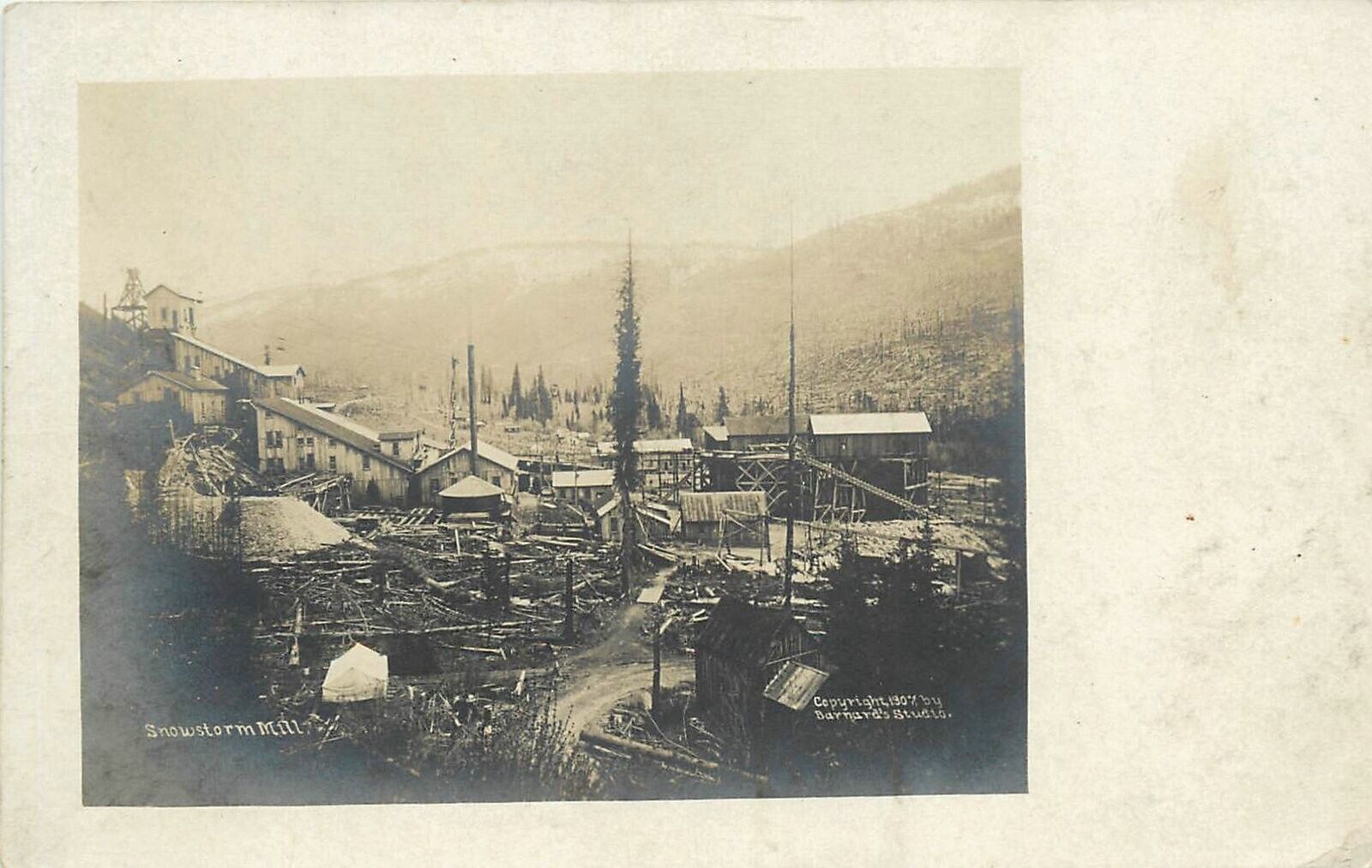 Postcard RPPC C-1910 Idaho Mullan Mining Snowstorm Mill occupational ID24-2259