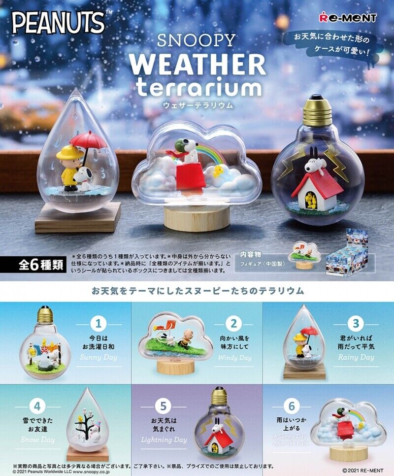 Re-ment SNOOPY WEATHER terrarium Miniature figure Complete Box 6P Japan