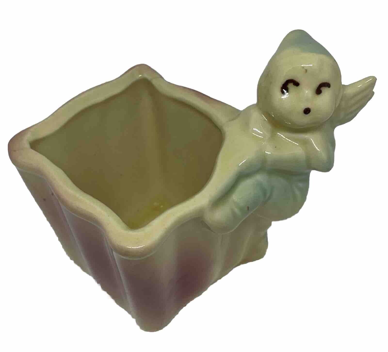 VINTAGE SHAWNEE POTTERY SMALL PIXIE FAIRY PLANTER PINK AND BLUE USA 536