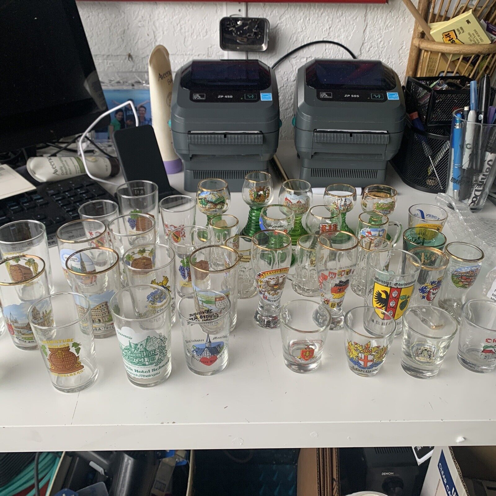 Lot Of  over 35 Shot Glass Lot Mix of Vintage & Modern Souvenirs Glasses