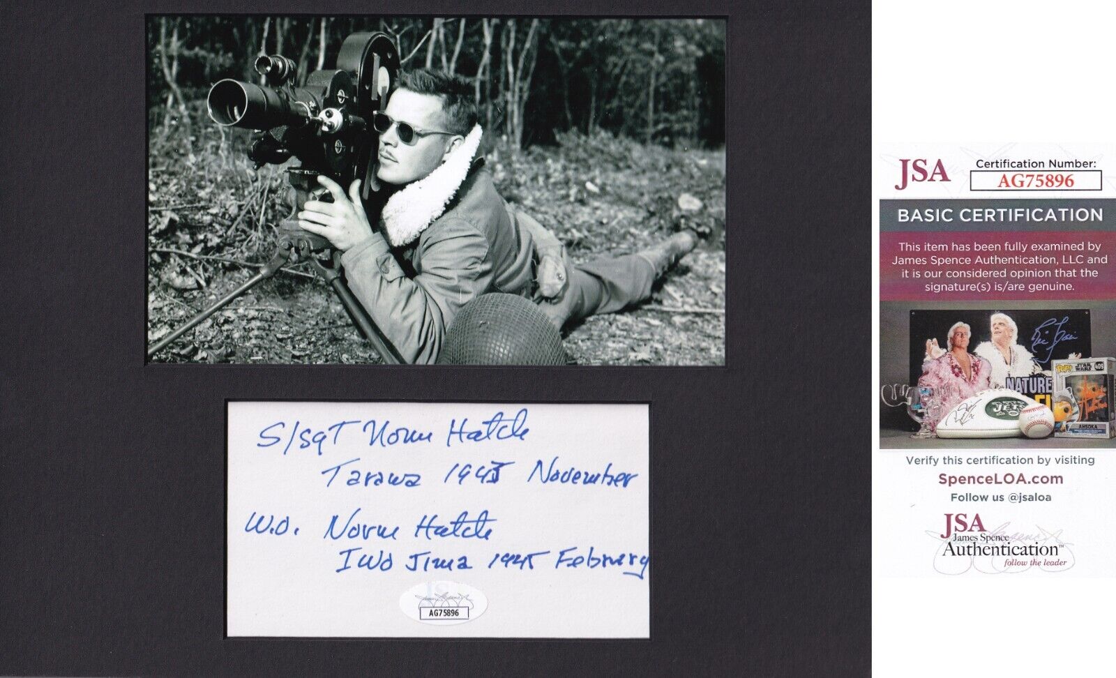 Major Norman Hatch WWII Combat Photographer Guadalcanal Iwo Jima, Tarawa SIGNED