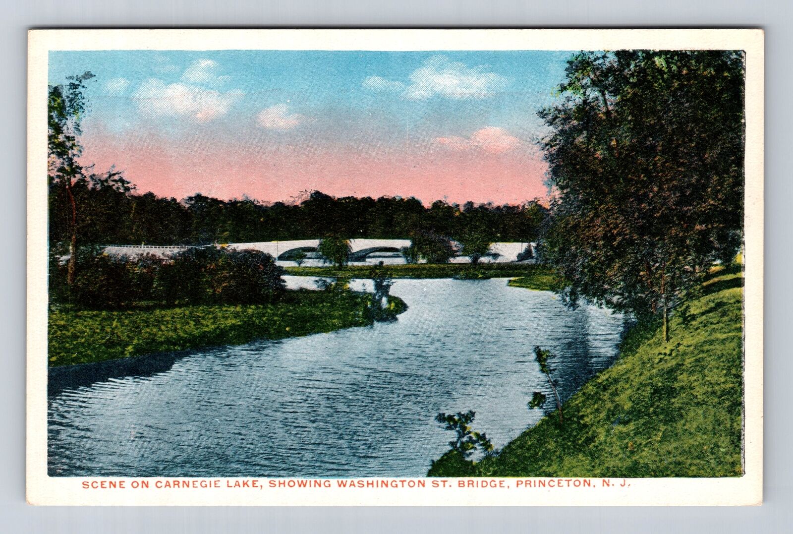 Princeton NJ-New Jersey, Carnegie Lake, Antique, Vintage Souvenir Postcard