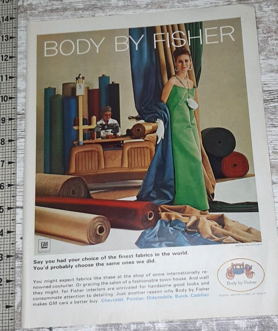1966 Fisher Body Vintage Print Ad General Motors Interior Design Automotive Seat