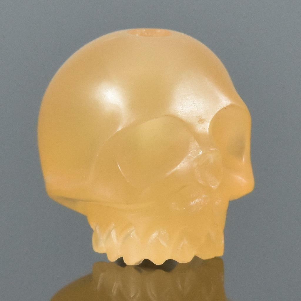 Human Skull Natural Calcite Indonesian Yellow Jade Bead 12.10 mm Carving 2.23 g