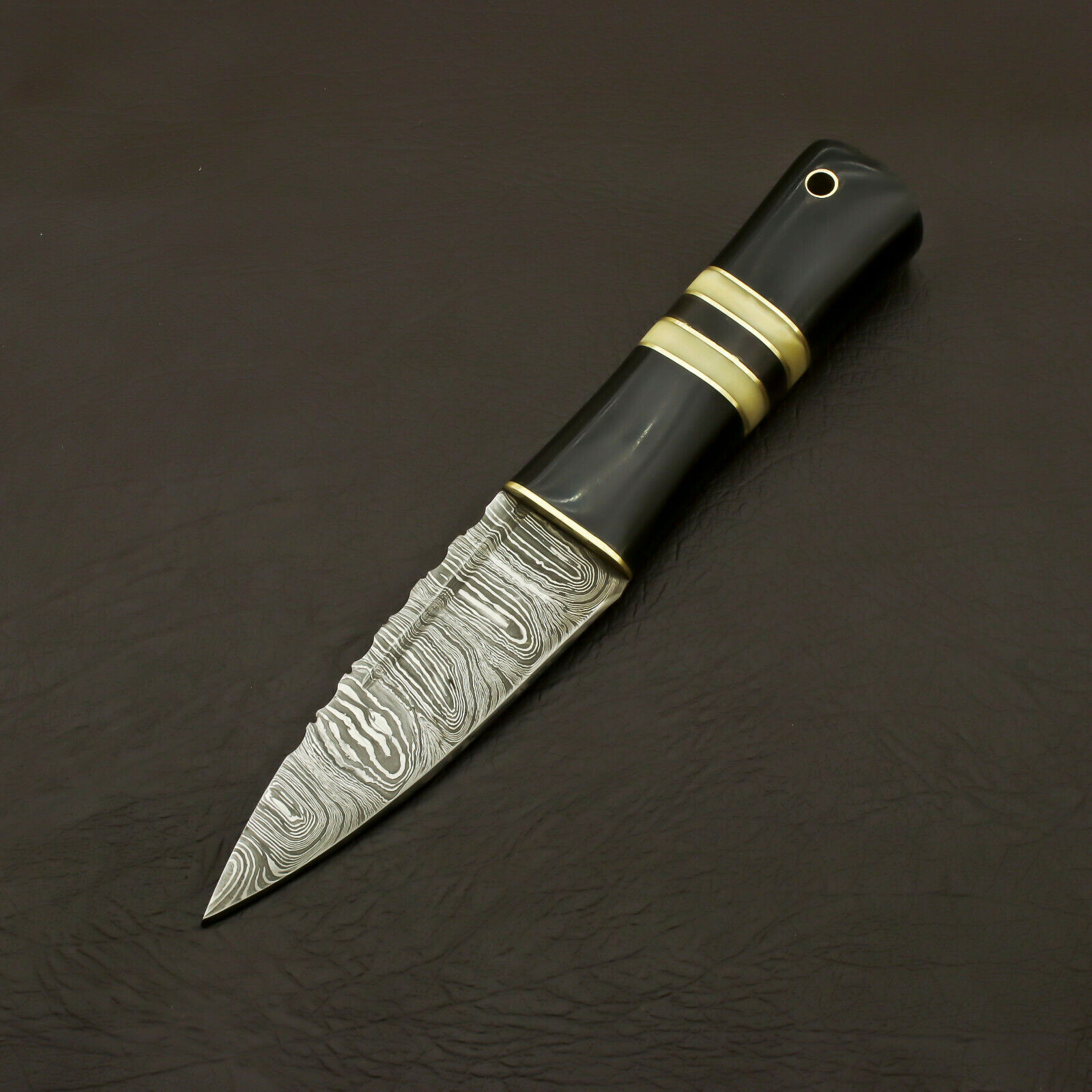Custom Handmade Damascus Steel Sgian Dubh Scottish Dirk Knife + Sheath 