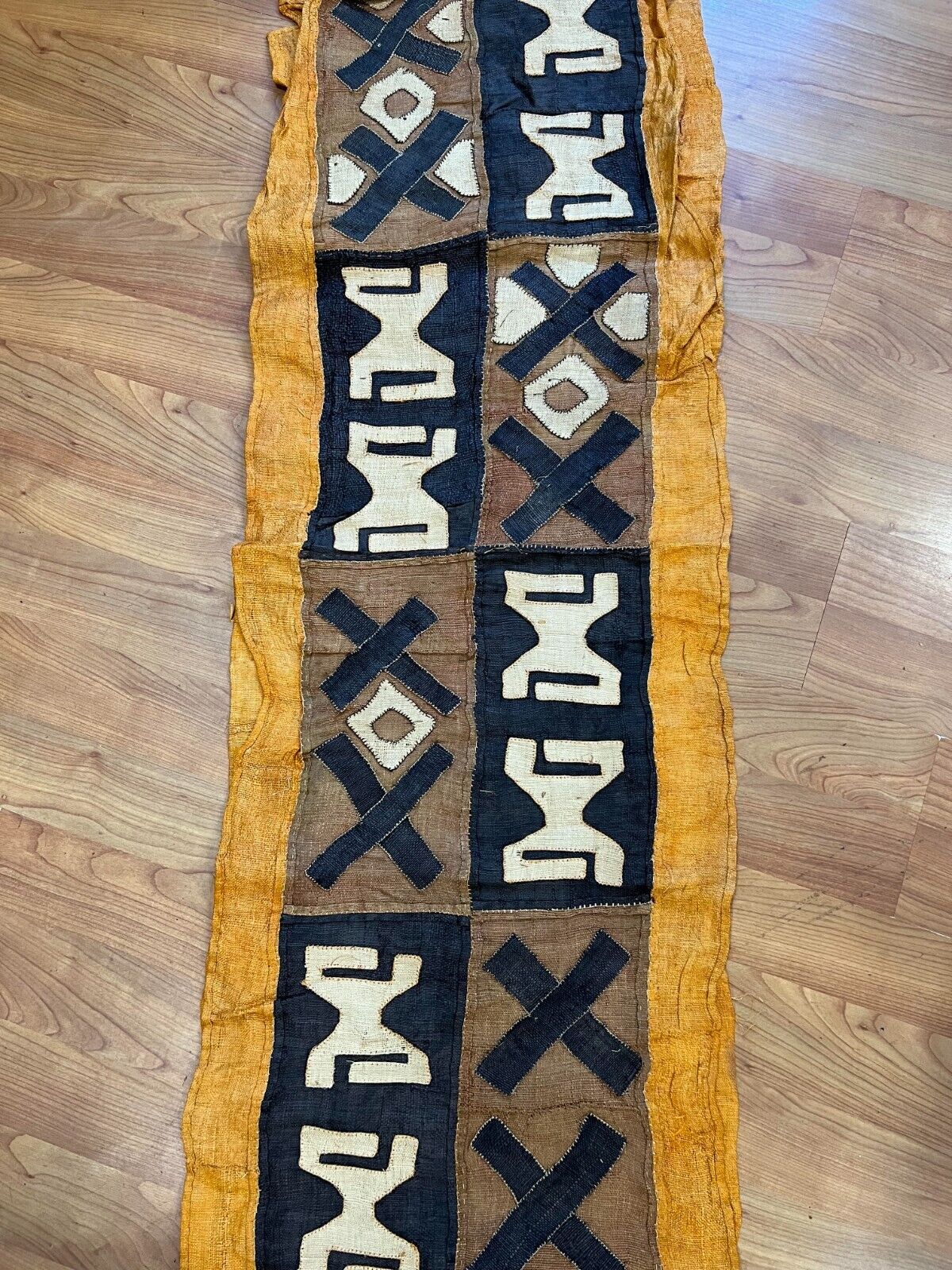 genuine 10 feet African (Congo) Kuba Raffia cloth fabric, natural woven handmade