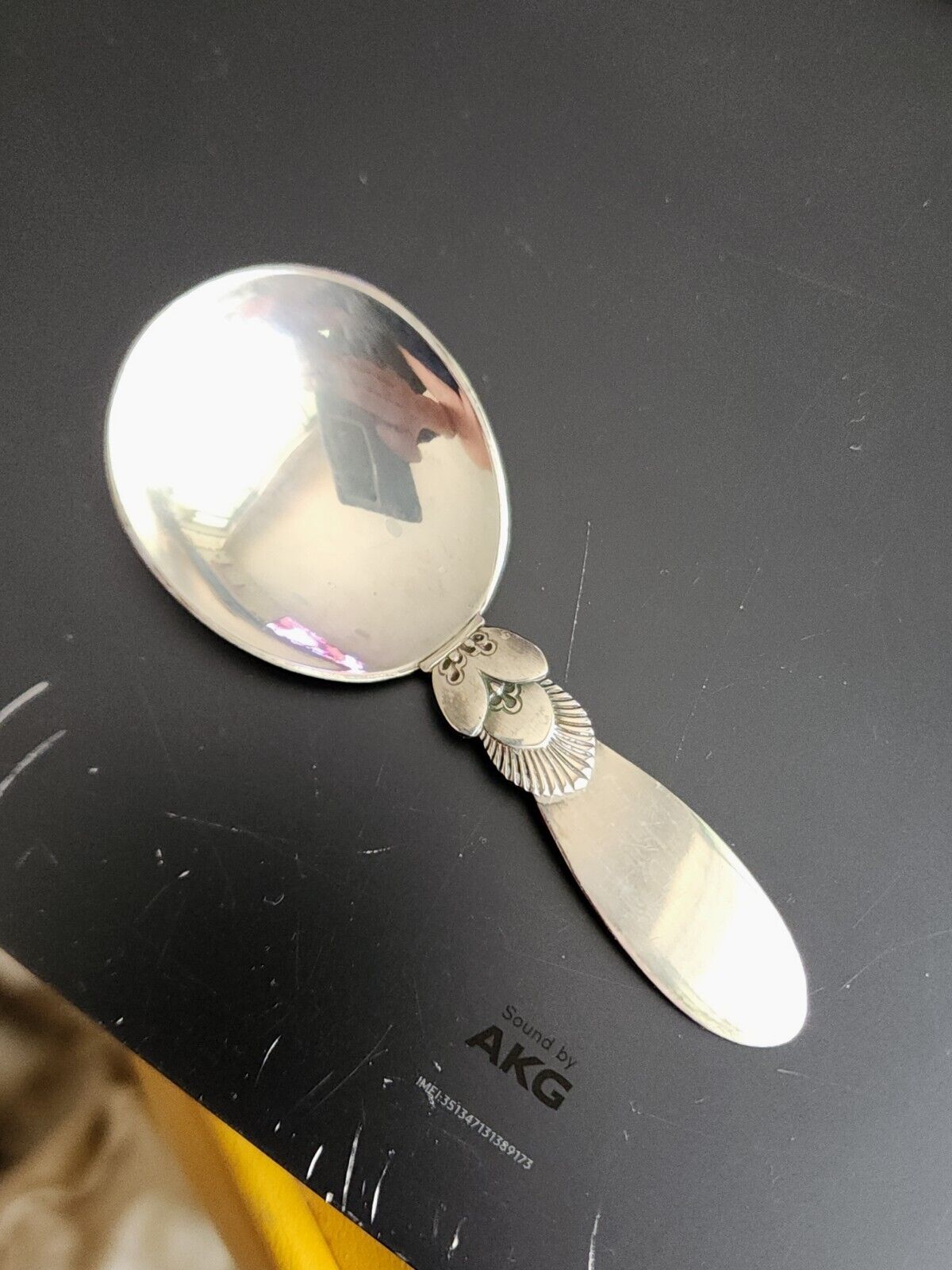 Antique Georg Jensen Sterling Silver Cactus Curved Sugar Spoon