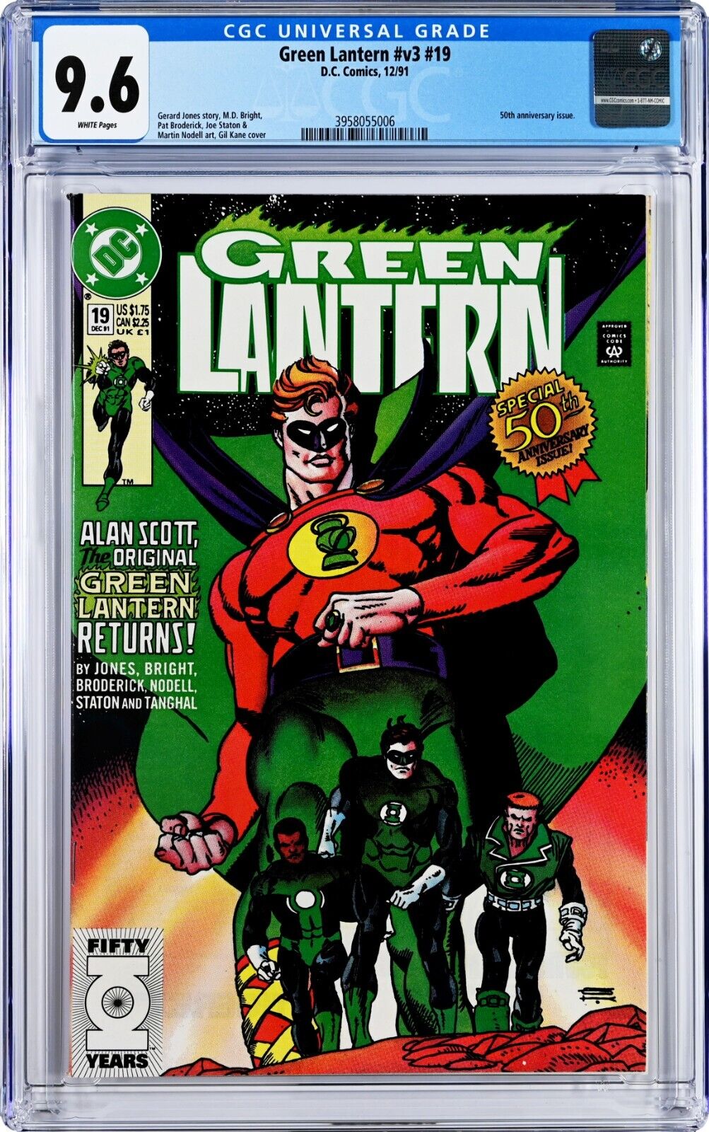 Green Lantern v3 #19 CGC 9.6 (Dec 1991, DC) Gil Kane Cover, 50th Anniversary