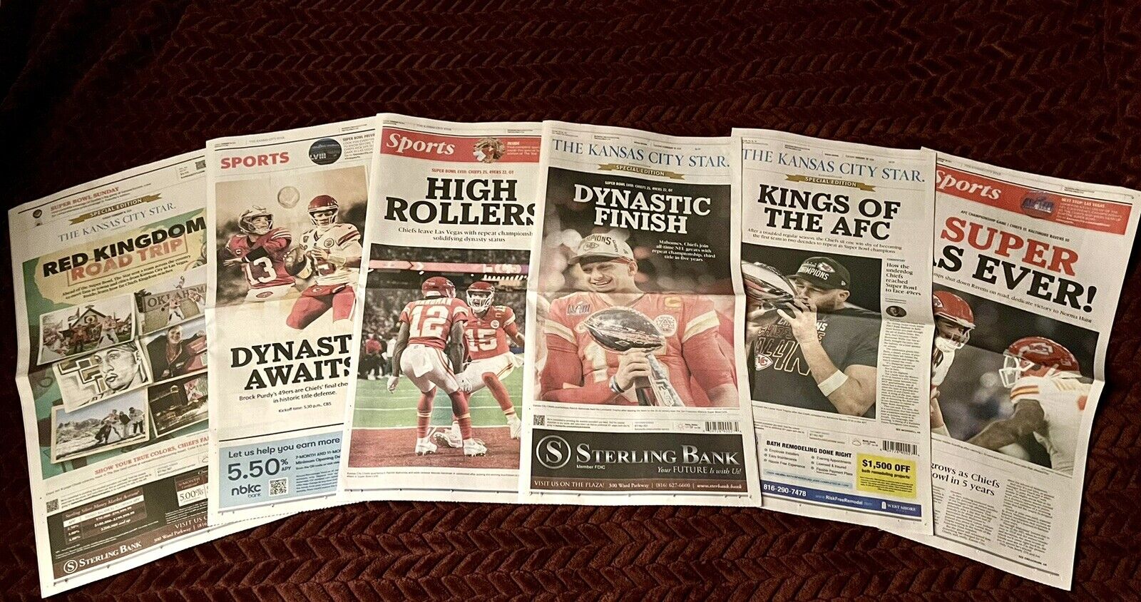 Full Set Of 3 Kansas City Star Newspapers:  Chiefs 1-30-24 ~ 2-11-24 ~ 2-13-24