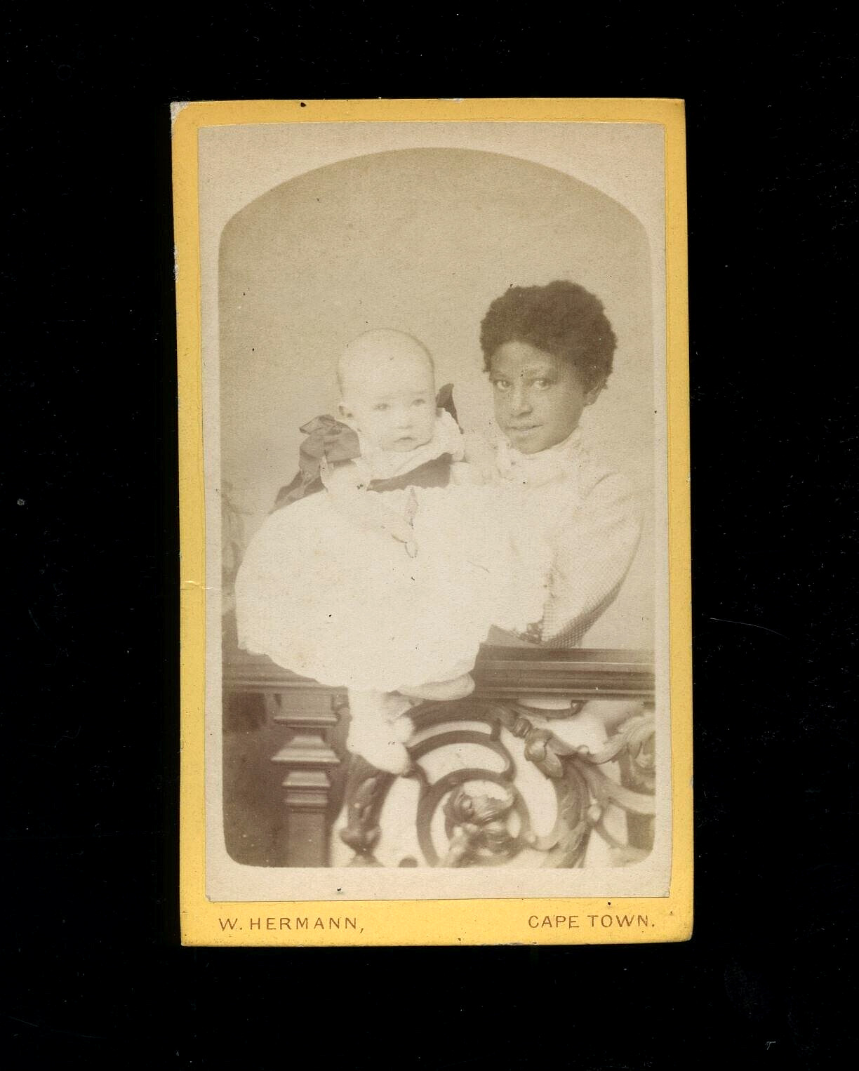 Very Young African Nanny Holding White Baby 1800s Africa CDV Photo Black Rare