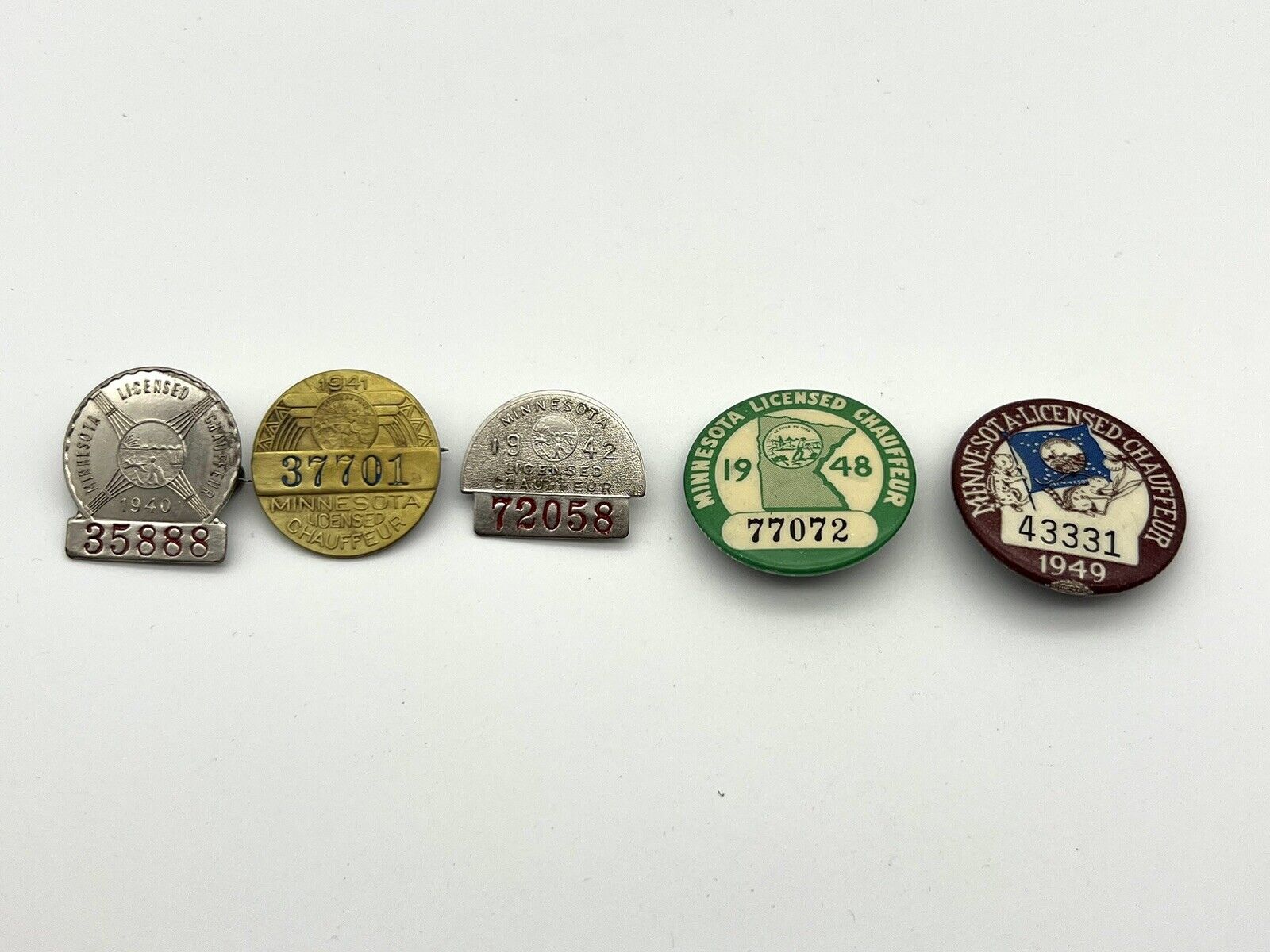 Vintage Minnesota Chauffer Pins 1940s. Lot of 5