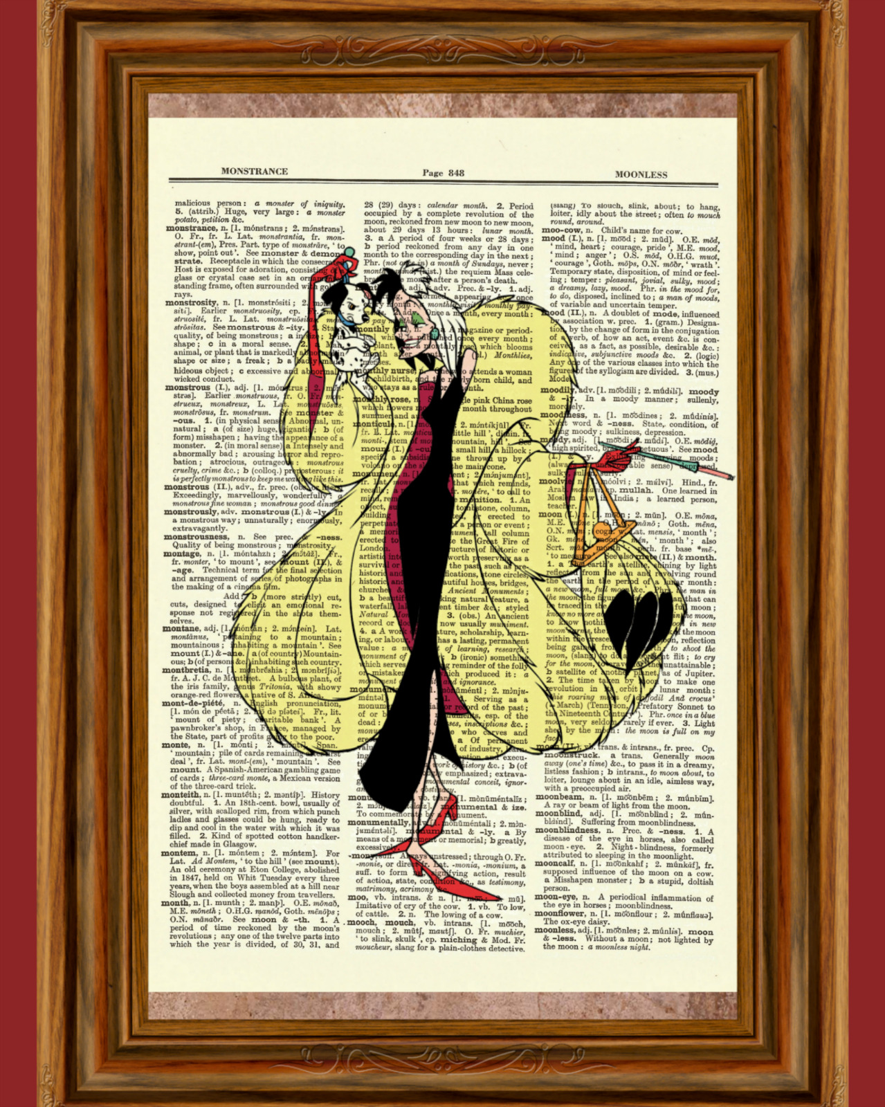 Cruella de Vil Dictionary Art Print Poster Picture Walt Disney 101 Dalmations