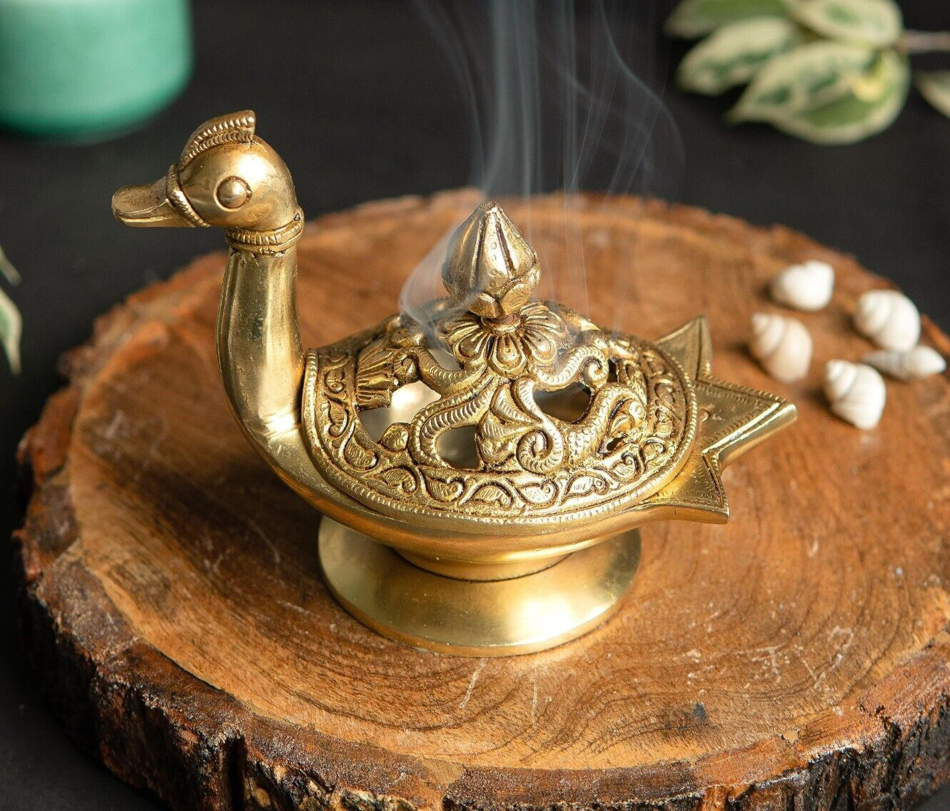 Brass Antique Design Dhoop Dani Pot, Incense Holder Burner Stand for Home Office