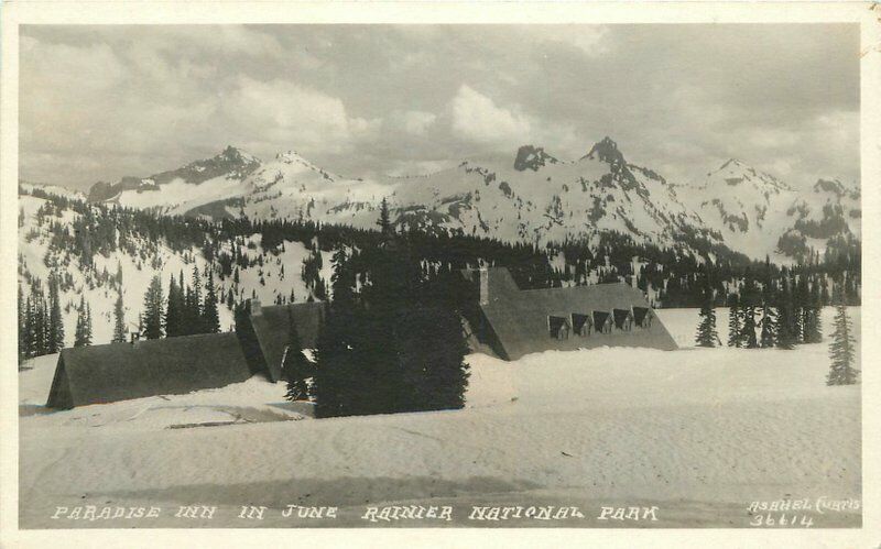 Asahel Curtis Paradise Inn Rainier National Park Washington 1920s Postcard 9375